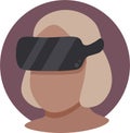 A faceless man with isometric virtual reality headset. Vector flat design illustration. Model wearing VR glasess icon for web site