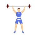 Faceless Young Man Lifting Dumbbell On White