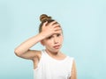 Facepalm embarrassment ashamed girl cover forehead Royalty Free Stock Photo