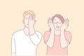 Facepalm gesture, joyful mood, funny situation concept