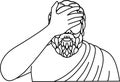 Facepalm with Greek Philosopher Socrates Placing Hand Across Face Mono Line Art