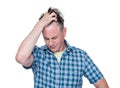 Facepalm man, Portrait male in shirt epic fail emotion, isolated on white background. Royalty Free Stock Photo