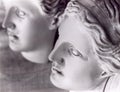 The faces of 2 female statues Royalty Free Stock Photo