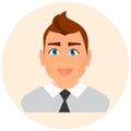 Faces Avatar in circle. Male Portrait Business Man. Vector illustration eps 10. Flat cartoon style.