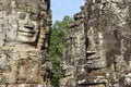 Faces of Bayon temple in Angkor Thom at Siemreap, Cambodia.