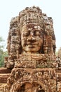 Faces in Bayon Temple at sunset, Angkor Wat Royalty Free Stock Photo