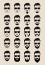 Faces with beard, user, avatar, vector icon set