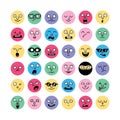 Set of cute emoticons. Hand drawn emotional cartoon faces Royalty Free Stock Photo