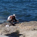 Faces Of Cuba-Fisherman Along The Malacon Royalty Free Stock Photo