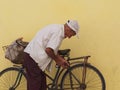 Faces Of Cuba Old Man And With Bicycle