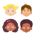 Faces of girls and boys character set