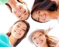 Faces of girls looking down and smiling Royalty Free Stock Photo