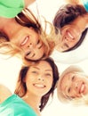 Faces of girls looking down and smiling Royalty Free Stock Photo