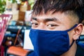 faces of Indonesian youths wearing masks to prevent the spread of covid-19