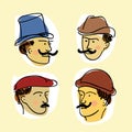 Faces of retro-mens with mustache