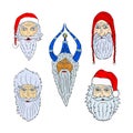 Faces of Santa Clauses of different countries