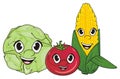 Faces of three vegetables