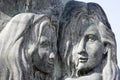 faces of two women carved in stone Royalty Free Stock Photo