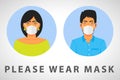 Faces wear Mask, Front face Safety sign