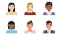 Faces of women working in call center vector illustration