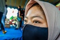 faces of young Indonesian women wearing masks to prevent the spread of covid-19