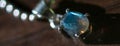 Faceted blue shimmering labradorite crystal old necklace web banner Royalty Free Stock Photo