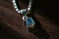 Faceted blue shimmering labradorite crystal old necklace Royalty Free Stock Photo