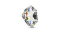 A faceted diamond or crystal in a hexagonal shape is depicted against a white Royalty Free Stock Photo