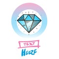 Faceted gem logo sketch. Element for infographics in the hand drawing style