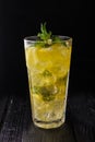 Faceted glass with cold citrus lemonade