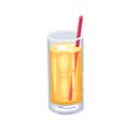 Faceted glass of juice. Glass full of orange juice Vector cartoon style