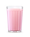 Faceted glass of strawberry milkshake isolated on white. Dairy product Royalty Free Stock Photo