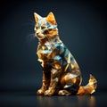 Faceted Golden Cat Sculpture