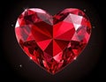 Faceted heart shaped red gem with internal and surface reflections on black Royalty Free Stock Photo