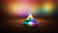 Rainbow prism refracting light on glitter surface refraction Royalty Free Stock Photo