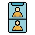 Facetime chat icon color outline vector