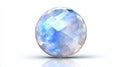 Facetted Sphere Gemstone With Blue White Light Reflection And Shadow On White Background Royalty Free Stock Photo