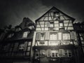 Fachwerk timber framed house in Colmar city, France, Alsace. Traditional architecture medieval home facade, historic town Royalty Free Stock Photo