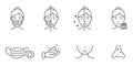 Facial Acne Line Icon. Woman with Maskne, Pimple, Blackhead Linear Pictogram. Skin Face Trouble and Facial Hygiene