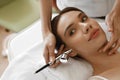 Facial Beauty Treatment. Woman Getting Oxygen Skin Peeling Royalty Free Stock Photo