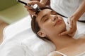 Facial Beauty Treatment. Woman Getting Oxygen Skin Peeling Royalty Free Stock Photo