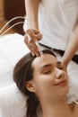 Facial Beauty Treatment. Woman Getting Oxygen Water Skin Peeling Royalty Free Stock Photo