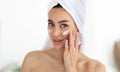 Facial care, treatment for dry, problems skin, home procedure Royalty Free Stock Photo