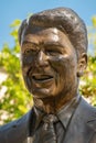 Facial closeup, bronze statue of Ronald Reagan, Simi Valley, CA, USA