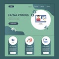 Facial coding flat landing page website template. Eye-tracking, cognitive, pupillometry. Web banner with header, content Royalty Free Stock Photo