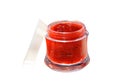 Facial cream-mask of strawberry of glass in a jar