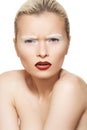 Facial emotion, high fashion make-up on model face Royalty Free Stock Photo