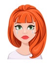 Facial expression of a redhead woman - crying