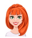Facial expression of a redhead woman - smiling