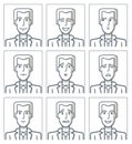 Facial expressions of a businessman. Simple line